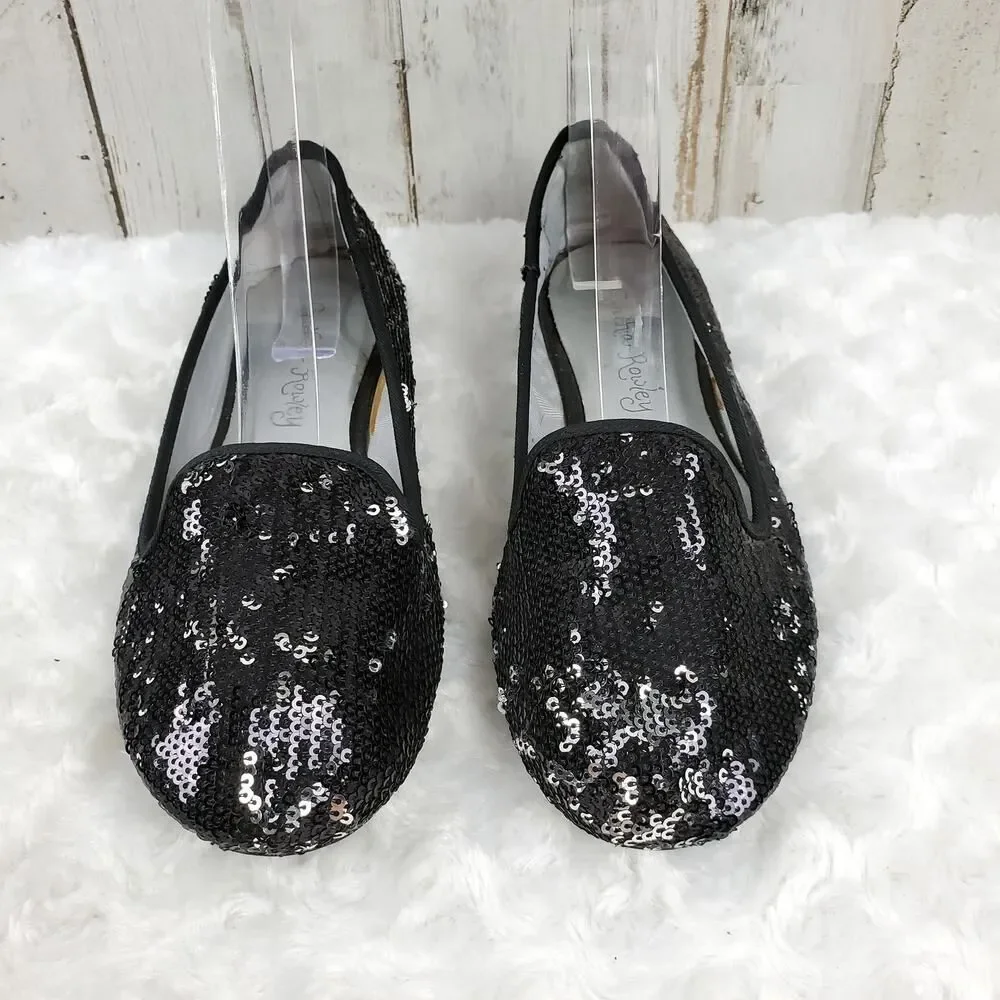 Cynthia Rowley Sequin Embellished Flats Black Size 3